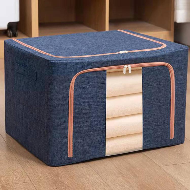 布藝鋼架被子衣物收納箱 棉麻收納袋 帶窗，22L 39x29x20cm，100L 60x42x40cm，66L 50x40x33cm，24L 40x30x20cm
