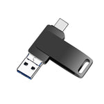 USB 3.0 + 8 針 + USB-C / Type-C 三合一手機電腦金屬旋轉隨身碟，32GB，16GB，64GB