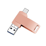 USB 3.0 + 8 針 + USB-C / Type-C 三合一手機電腦金屬旋轉隨身碟，32GB，16GB，64GB