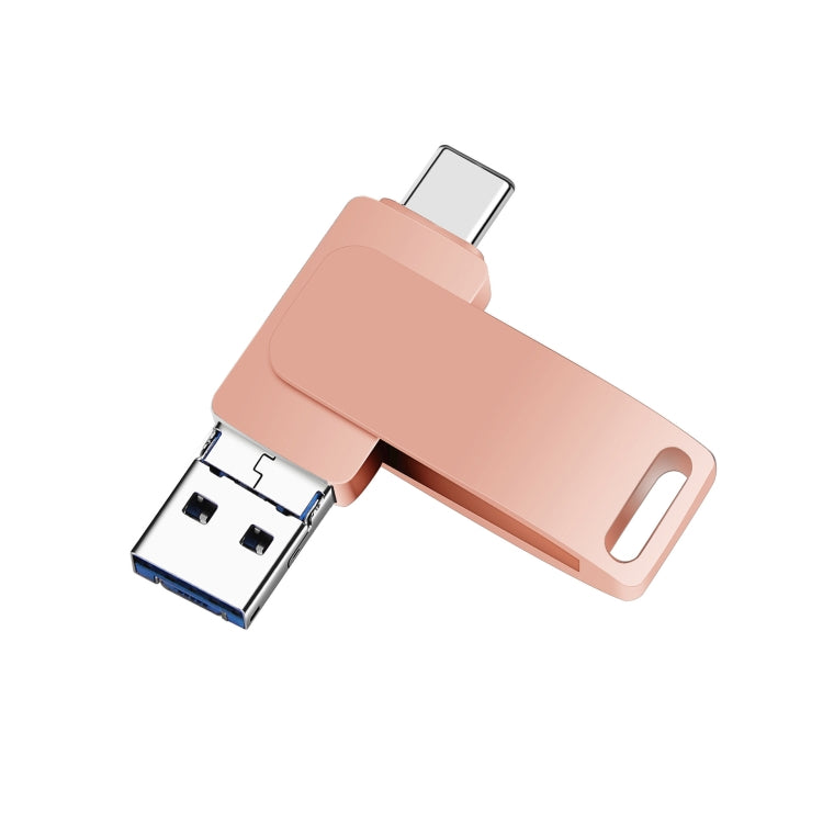 USB 3.0 + 8 針 + USB-C / Type-C 三合一手機電腦金屬旋轉隨身碟，32GB，16GB，64GB