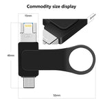 USB 3.0 + 8 針 + USB-C / Type-C 三合一行動電腦金屬隨身碟，8GB，16GB，32GB，64GB