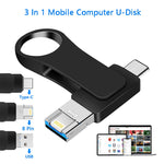USB 3.0 + 8 針 + USB-C / Type-C 三合一行動電腦金屬隨身碟，8GB，16GB，32GB，64GB