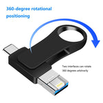 USB 3.0 + 8 針 + USB-C / Type-C 三合一行動電腦金屬隨身碟，8GB，16GB，32GB，64GB
