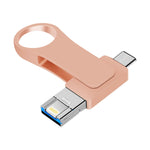 USB 3.0 + 8 針 + USB-C / Type-C 三合一行動電腦金屬隨身碟，8GB，16GB，32GB，64GB