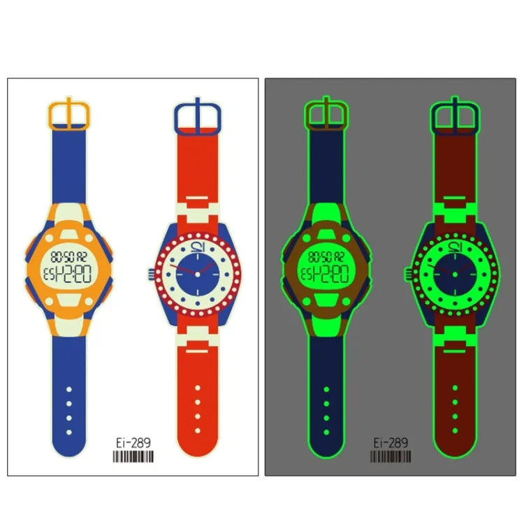 20片兒童防水發光卡通手錶紋身貼紙，Ei-289, EI-290, Ei-291, EI-292, Ei-293, Ei-294, Ei-295, Ei-296, Ei-297, Ei-298, Ei-299, EI-300
