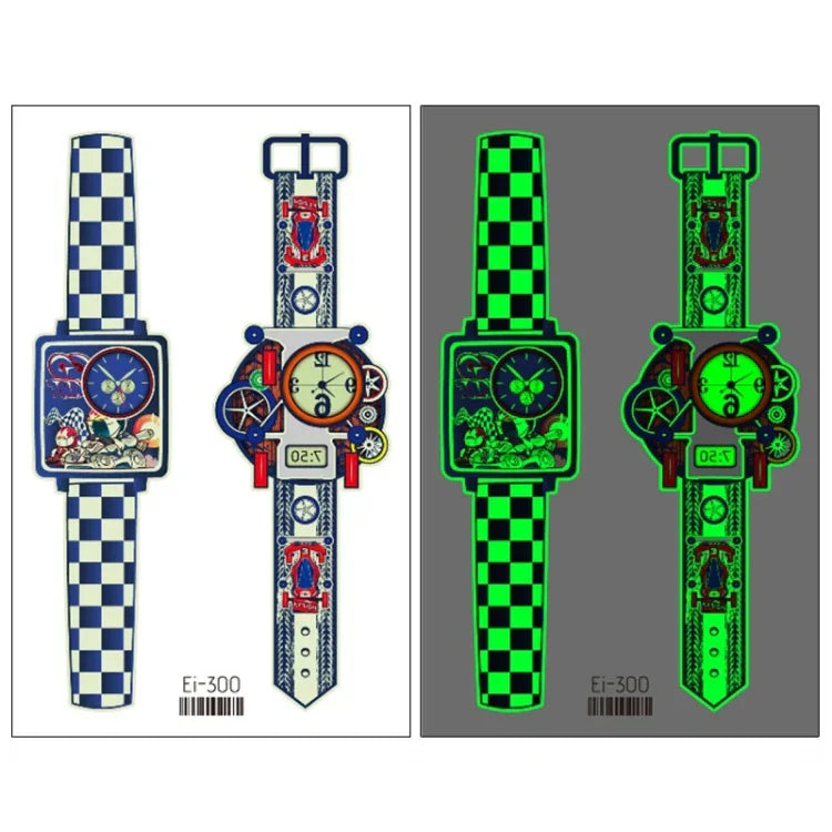 20片兒童防水發光卡通手錶紋身貼紙，Ei-289, EI-290, Ei-291, EI-292, Ei-293, Ei-294, Ei-295, Ei-296, Ei-297, Ei-298, Ei-299, EI-300