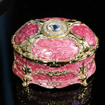 金屬橢圓鑽石珠寶收納盒 生日婚禮禮物，8.5x6x6cm，11x7.5x7cm