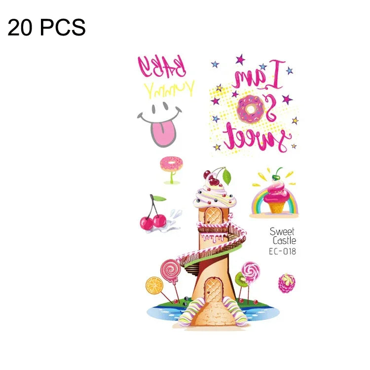 20 PCS Waterproof Sweatproof Cartoon Child Tattoo Stickers, EC-013, EC-014, EC-018, EC-019, EC-020, EC-021, EC-022, EC-023, EC-024, EC-025, EC-028, EC-029, EC-030, EC-032, EC-035