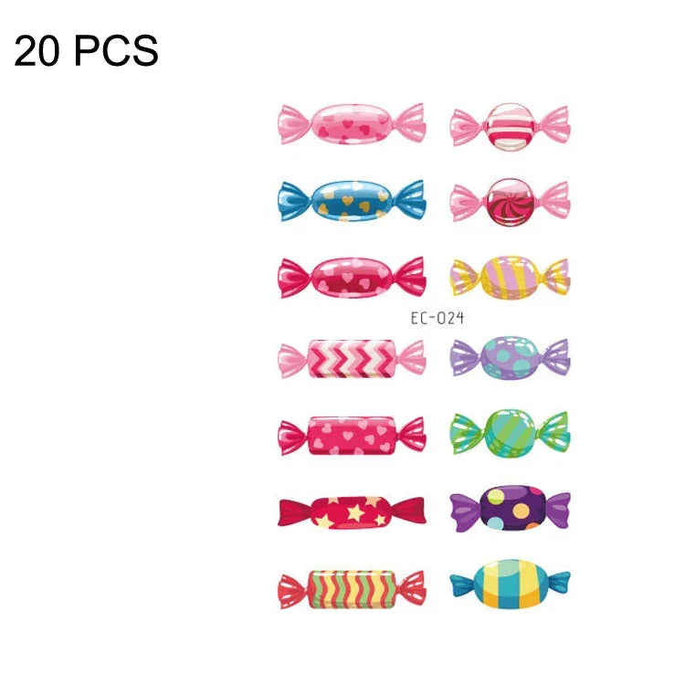 20 PCS Waterproof Sweatproof Cartoon Child Tattoo Stickers, EC-013, EC-014, EC-018, EC-019, EC-020, EC-021, EC-022, EC-023, EC-024, EC-025, EC-028, EC-029, EC-030, EC-032, EC-035
