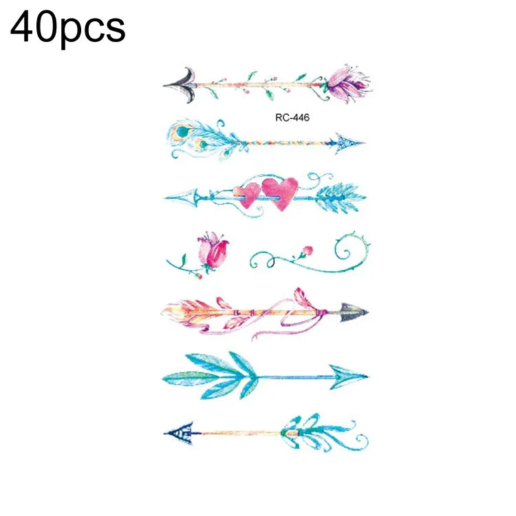 40片防水小清新紋身貼紙，RC-445、RC-446、RC-447、RC-448、RC-449、RC-451、RC-452、RC-453、RC-454、RC-455、RC-456、RC-457