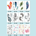40片防水小清新紋身貼紙，RC-445、RC-446、RC-447、RC-448、RC-449、RC-451、RC-452、RC-453、RC-454、RC-455、RC-456、RC-457