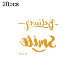 20片防水單身派對燙金婚禮新娘紋身貼紙，VC-204、VC-205、VC-206、VC-207、VC-208、VC-209、VC-210、VC-211、VC-212、VC-213、VC-214、VC-215、VC-216、VC-217、VC-218、VC-227、VC-228、VC-229、VC-230、VC-231、VC-232、VC-233