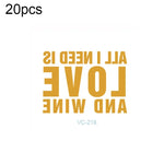 20片防水單身派對燙金婚禮新娘紋身貼紙，VC-204、VC-205、VC-206、VC-207、VC-208、VC-209、VC-210、VC-211、VC-212、VC-213、VC-214、VC-215、VC-216、VC-217、VC-218、VC-227、VC-228、VC-229、VC-230、VC-231、VC-232、VC-233