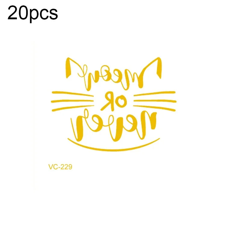 20片防水單身派對燙金婚禮新娘紋身貼紙，VC-204、VC-205、VC-206、VC-207、VC-208、VC-209、VC-210、VC-211、VC-212、VC-213、VC-214、VC-215、VC-216、VC-217、VC-218、VC-227、VC-228、VC-229、VC-230、VC-231、VC-232、VC-233