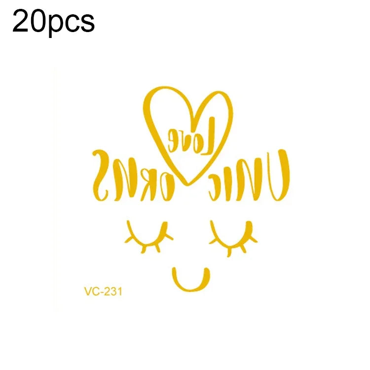 20片防水單身派對燙金婚禮新娘紋身貼紙，VC-204、VC-205、VC-206、VC-207、VC-208、VC-209、VC-210、VC-211、VC-212、VC-213、VC-214、VC-215、VC-216、VC-217、VC-218、VC-227、VC-228、VC-229、VC-230、VC-231、VC-232、VC-233