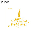 20片防水單身派對燙金婚禮新娘紋身貼紙，VC-204、VC-205、VC-206、VC-207、VC-208、VC-209、VC-210、VC-211、VC-212、VC-213、VC-214、VC-215、VC-216、VC-217、VC-218、VC-227、VC-228、VC-229、VC-230、VC-231、VC-232、VC-233