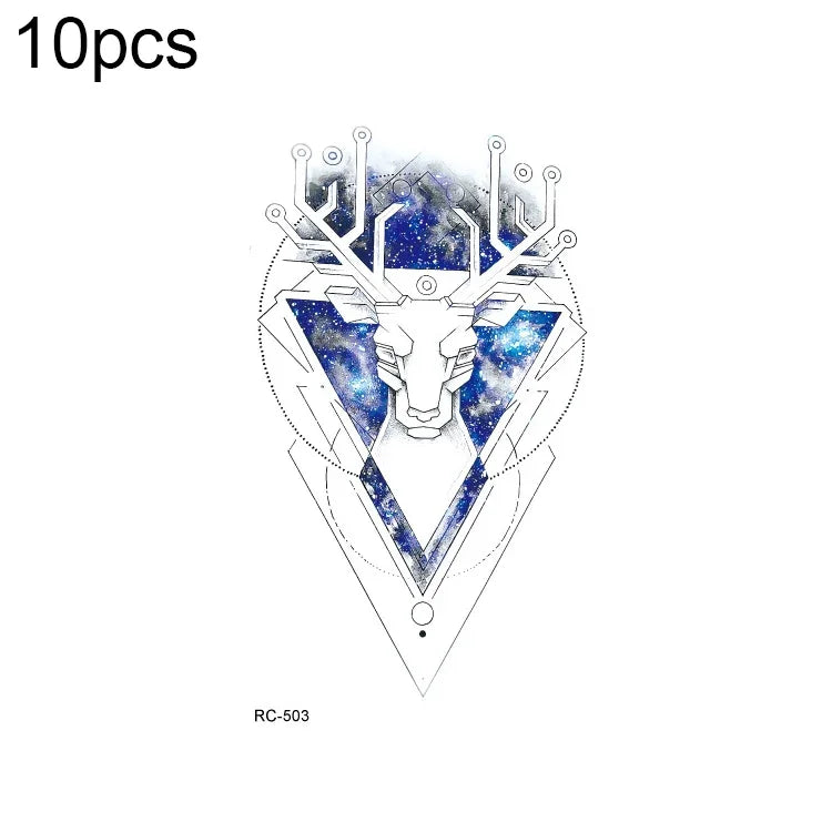 10片防水小清新水轉印彩色紋身貼紙，RC-501、RC-502、RC-503、RC-504、RC-505、RC-506、RC-507、RC-508、RC-509、RC-510、RC-511、RC-512、RC-513、RC-514、RC-515、RC-516