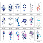 10片防水小清新水轉印彩色紋身貼紙，RC-501、RC-502、RC-503、RC-504、RC-505、RC-506、RC-507、RC-508、RC-509、RC-510、RC-511、RC-512、RC-513、RC-514、RC-515、RC-516