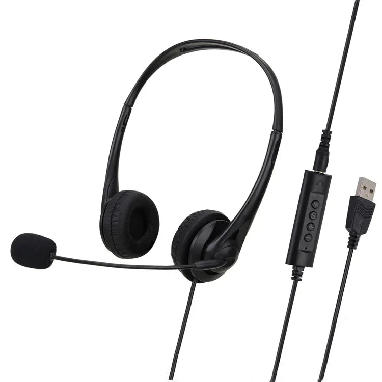 SOYTO SY490 教學辦公網課學生教育電腦耳機，款式：雙耳黑色分離USB