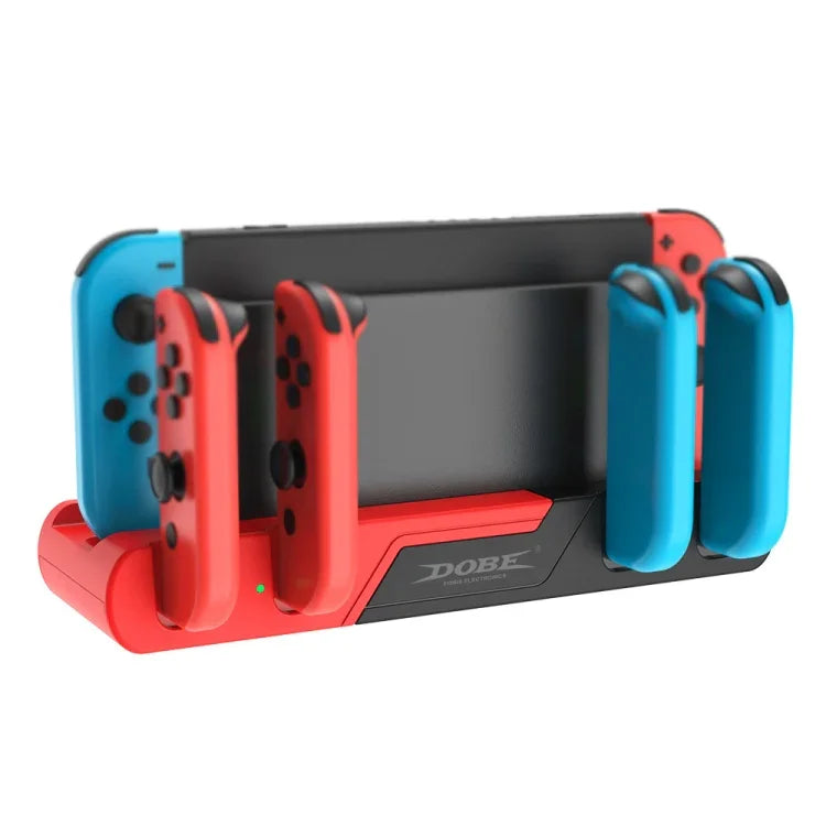 DOBE TNS-0122 Switch OLED 專用 4 合 1 遊戲手把充電座，TNS-0122 紅黑色，TNS-0122 白黑色