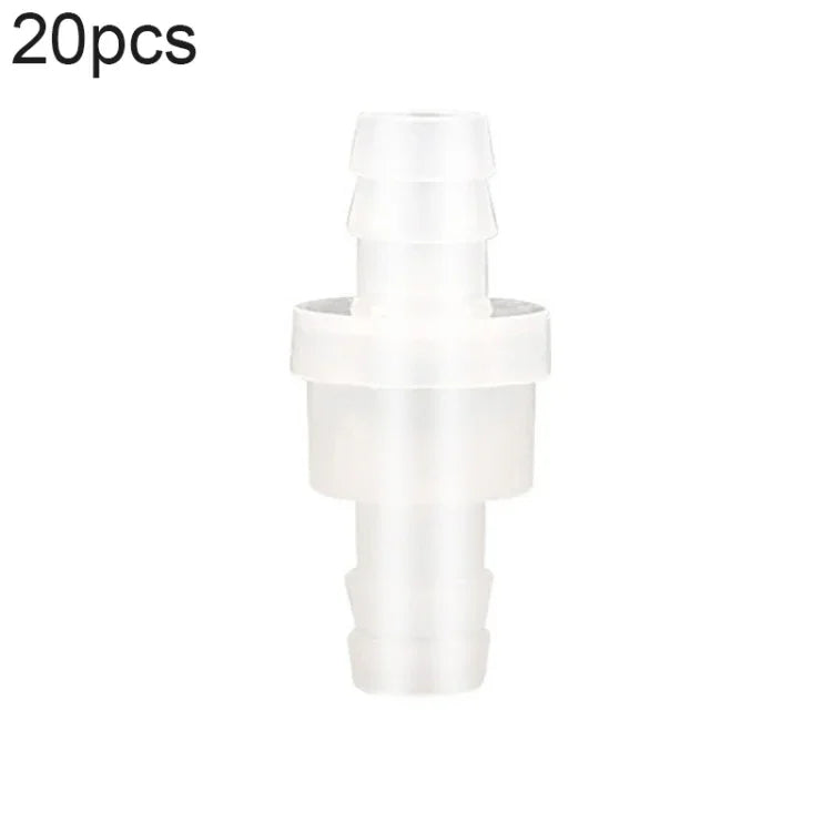 20 件魚缸增氧泵氣管止回閥，4mm（紅色）、4mm（黑色）、4mm（白色）、4mm（藍色）、8mm（紅色）、10mm（白色）、12mm（白色）、4mm（白紅）