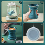 AK1313 320ml 便攜矽膠折疊水杯，帶蓋，藍色、粉色、灰色、白色