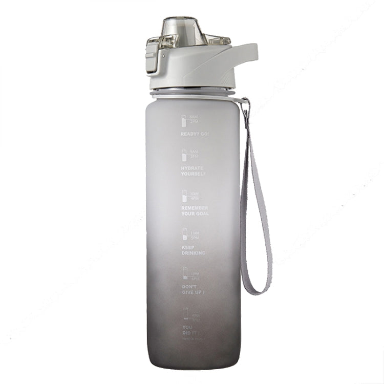1000ml 大容量漸層色塑膠運動水杯，櫻桃粉、天空藍、銀灰色
