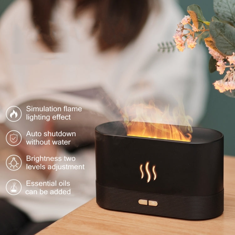 火焰香薰擴香器夜燈加濕器, 單色(白色), 單色(黑色)