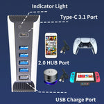 5 合 1 USB 集線器 適用於 PS5 主機，適用於 PS5 5 合 1