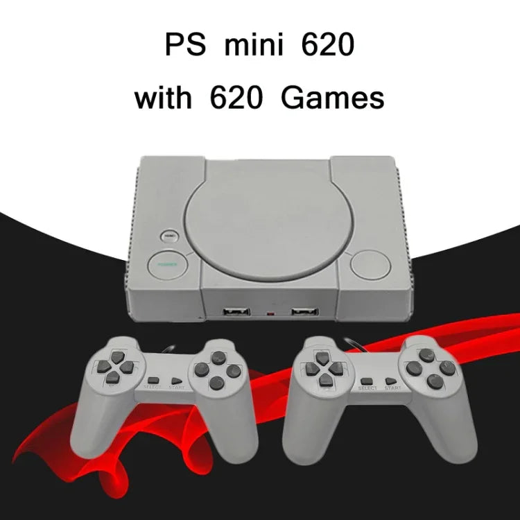 8 位元迷你雙人電視遊戲機，內建 620 款遊戲，PS1 迷你（歐規插頭）