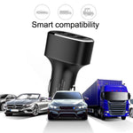 QIAKEY GT690C Dual USB + USB-C / Type-C Aluminum Alloy Three-Hole Car Charger, Black, Gray