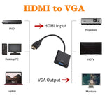ZHQ007 高清 1080P HDMI 轉 VGA 轉換器，白色，黑色