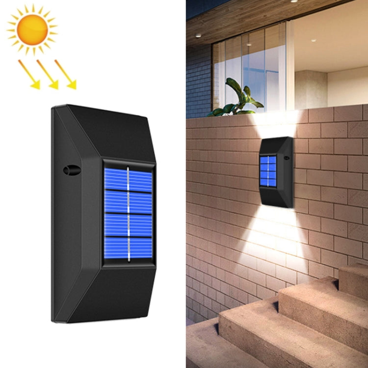 戶外裝飾防水太陽能壁燈，規格：6 顆 LED 白光，6 顆 LED 暖光