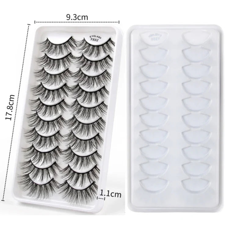 10對3D貓眼假睫毛自然濃密蓬鬆睫毛，Y600，Y601，Y602，Y603，Y604，Y605，Y606，Y607，Y608，Y609
