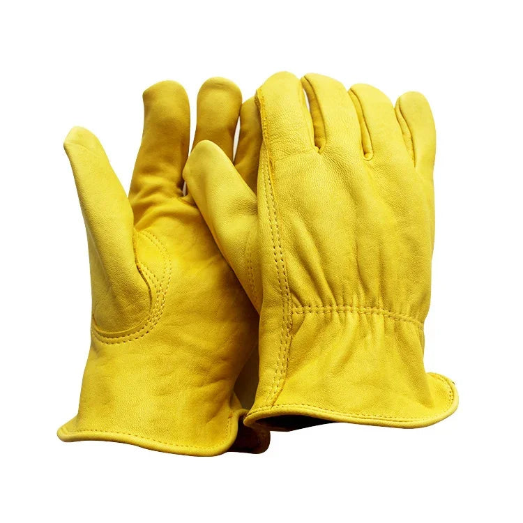 1 Pair JJ-5002 Outdoor Riding Gardening Genuine Leather Safety Gloves, Size:, S, M, L, XL
