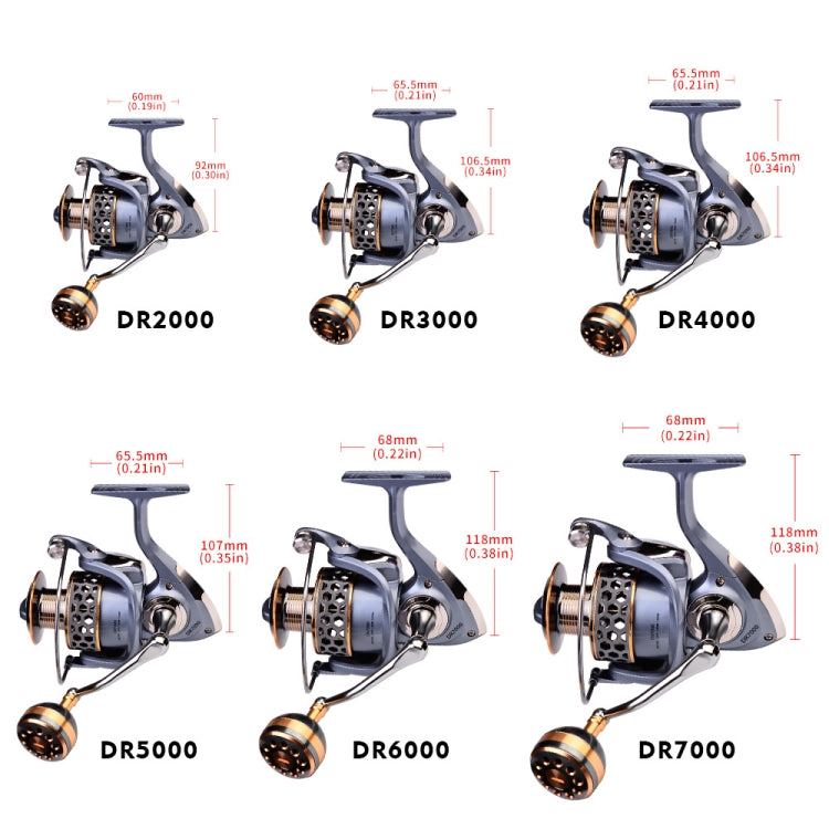 PROBEROS 金屬線杯釣魚輪旋轉輪，型號：DR2000、DR3000、DR4000、DR5000、DR6000、DR7000
