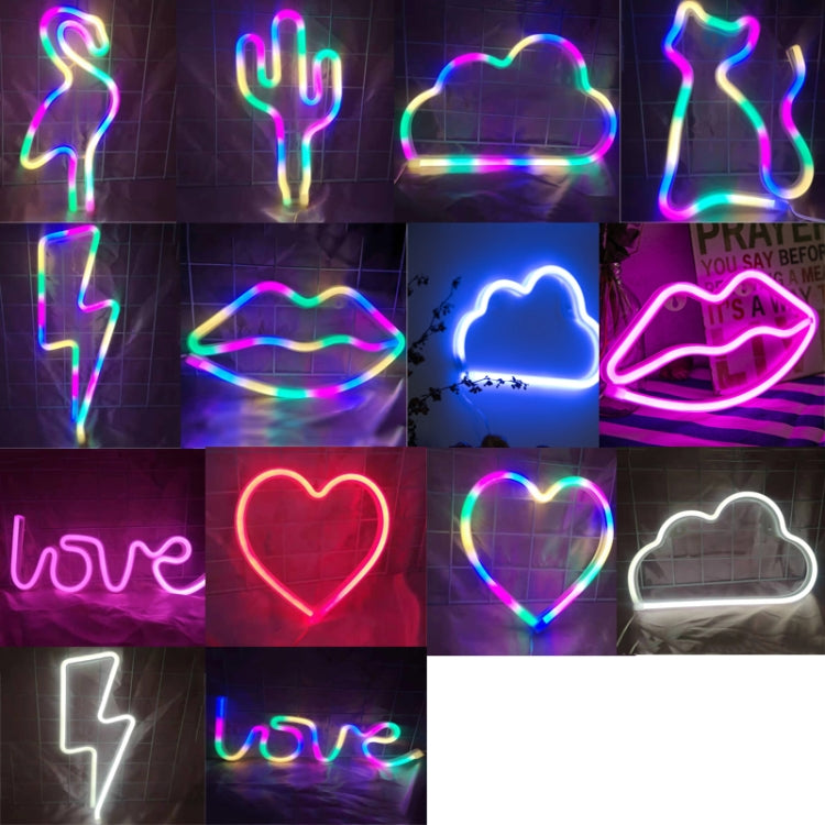 霓虹LED造型燈裝飾夜燈，電源：電池或USB，USB