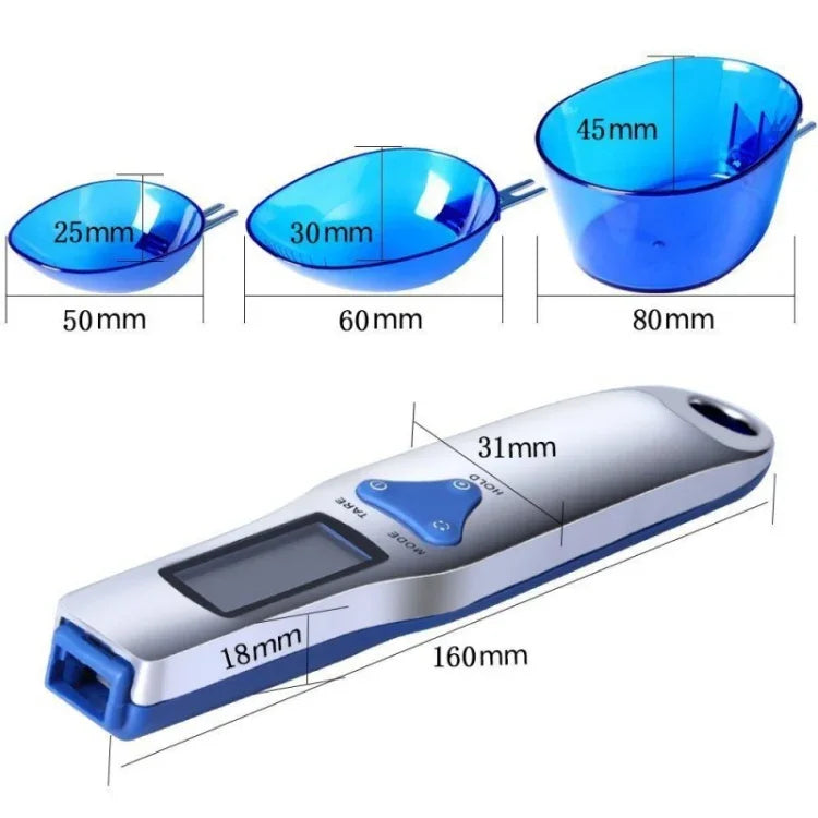 500g / 0.5g廚房秤電子量匙秤帶三個量匙，500g / 0.5g，300g / 0.1g