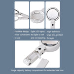 5X / 11X USB 充電 LED 燈手持放大鏡，5X / 11X