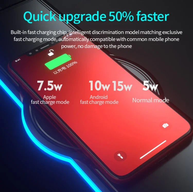 K9186 多功能RGB燈光滑鼠墊 帶無線充電器