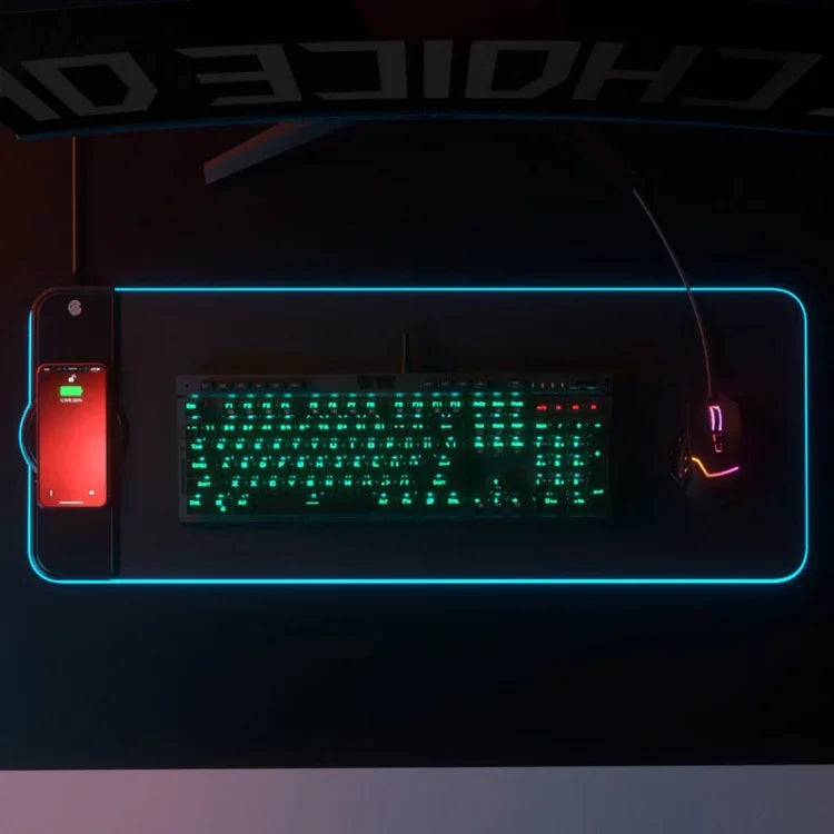 K9186 多功能RGB燈光滑鼠墊 帶無線充電器
