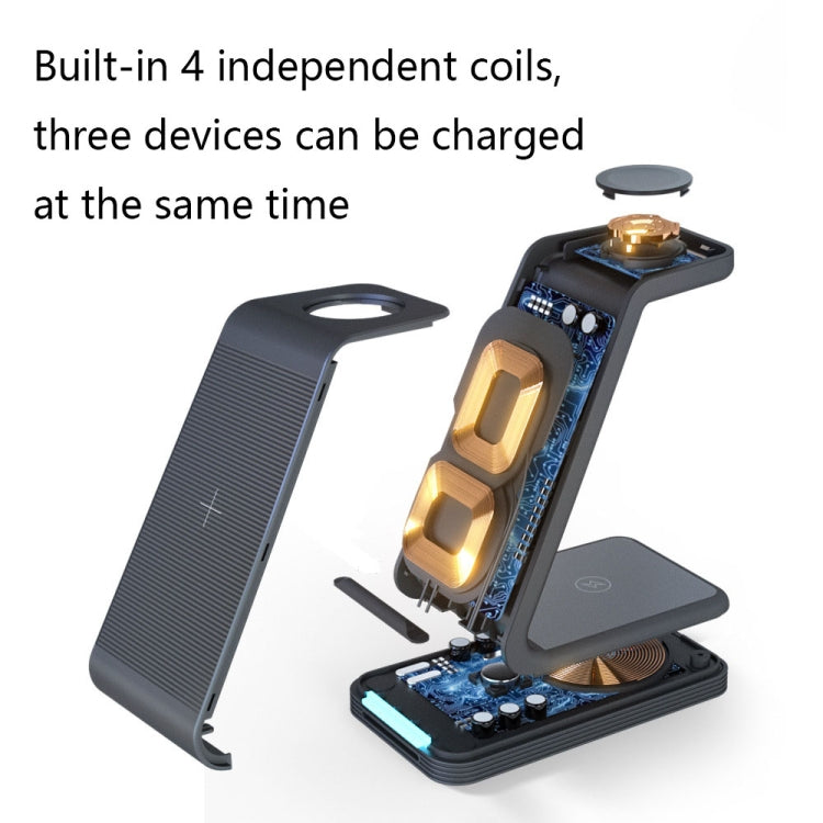D2 3 In 1 15W Wireless Vertical Charger, D2 (Black)