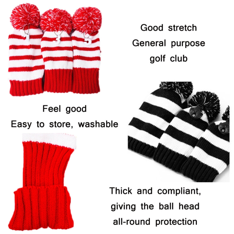 3 件組高爾夫木製球桿針織套，3 件紅色，3 件黑色