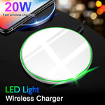 20W QI 金屬鏡面超薄無線充電器，白色，黑色