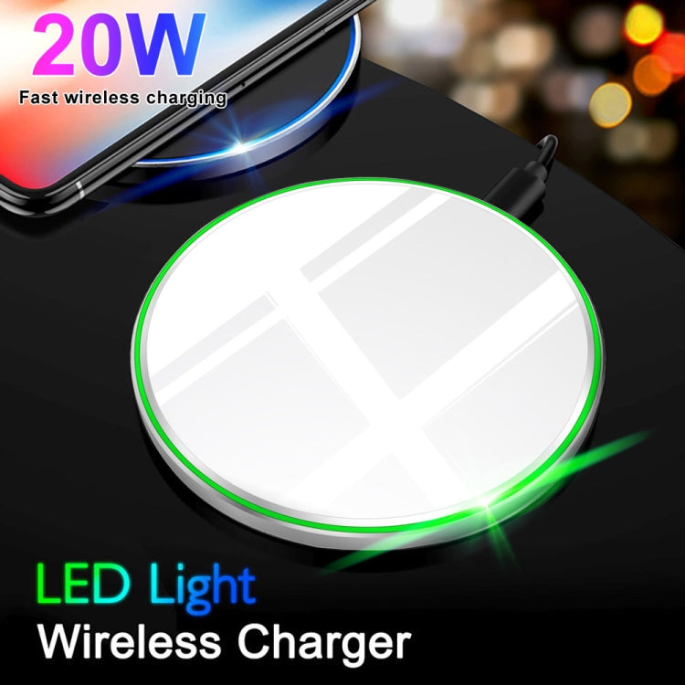 20W QI 金屬鏡面超薄無線充電器，白色，黑色
