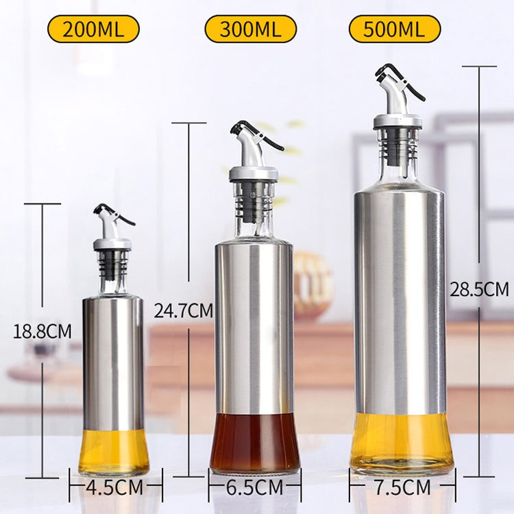 不鏽鋼玻璃油瓶廚房壓榨調味瓶，200ml，300ml，500ml