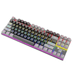 XUNFOX K80 87鍵有線遊戲機械背光鍵盤，線長1.5米，白黃、黑灰、粉白、藍白、白藍、黃白、灰黑
