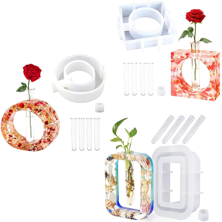 DIY花瓶環氧樹脂模具 簡易花瓶製作工具，長方形，不規則圓形，心形