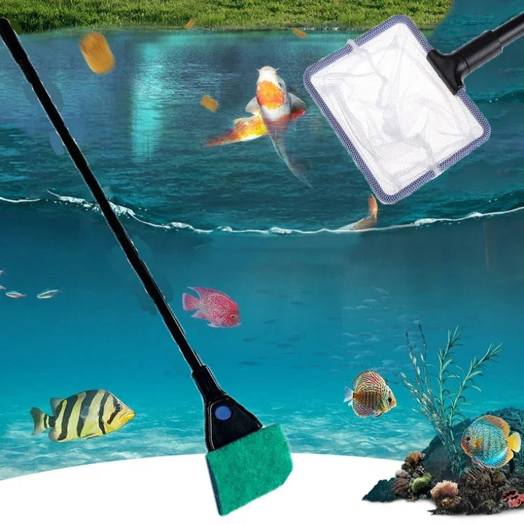 魚缸水族箱5合1清潔工具套裝，魚缸水族箱清潔工具