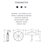PARACHASE Solid Wood Bending Handle 10 Bone Three Fold Automatic Umbrella, Grey, Black, Navy